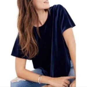 Madewell Midnight Blue Velvet Blouse